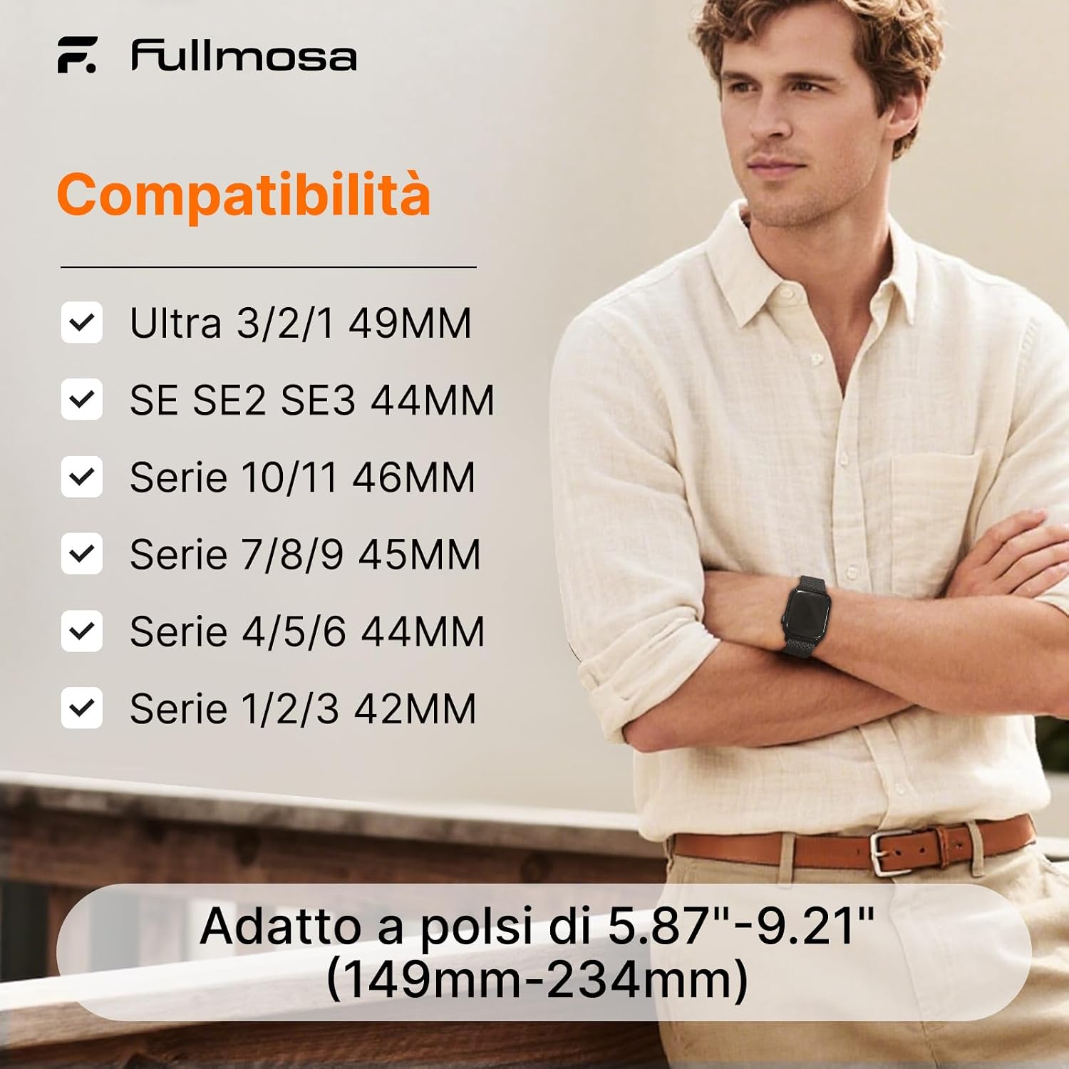 Thumbnail 6 de Fullmosa cinturino elastico intrecciato per Apple Watch con chiusura magnetica (Nylon Solo Loop) 44/45/46/42/49 mm