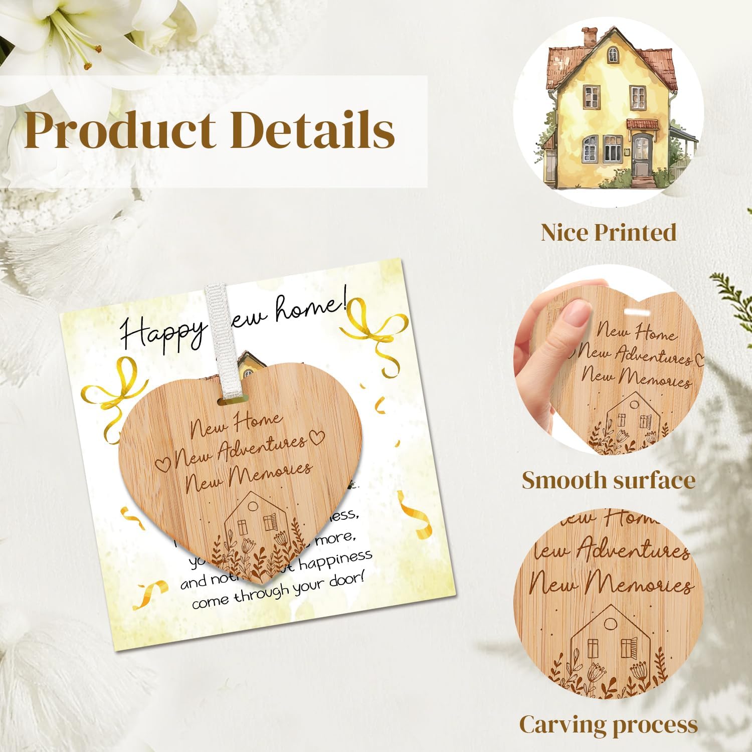 Detalle 2 de Welsky new home card set with wooden heart