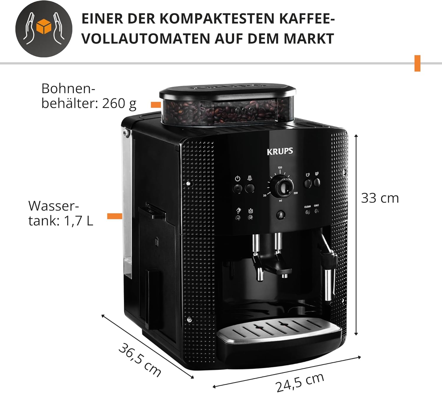 Detalle de KRUPS Arabica Picto Kaffeevollautomat EA810870 – kompakt, intuitiv, Milchschaum inklusive