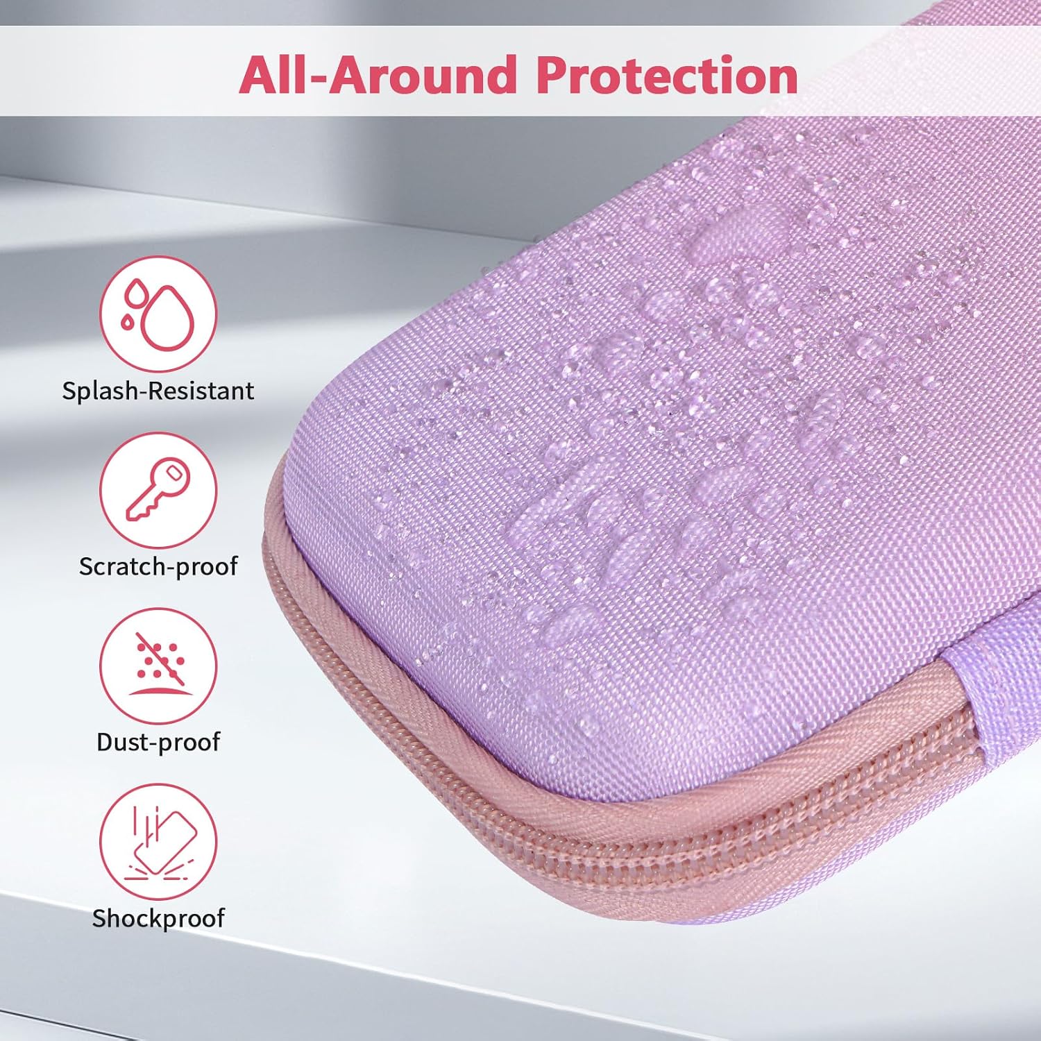 Detalle de FINPAC Trousse scolaire EVA grande, rigide zippée (rose ombré) pour crayons