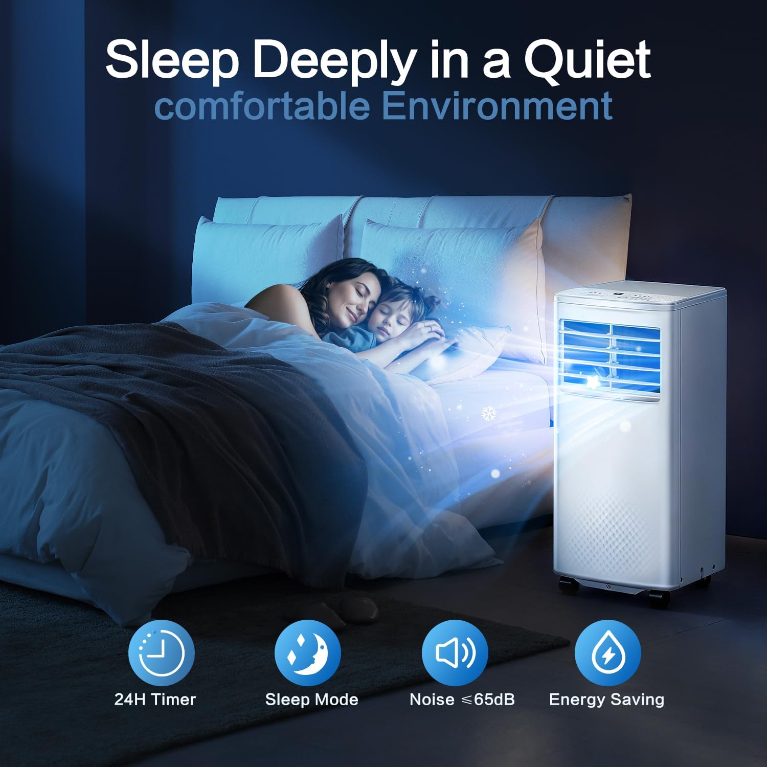 Thumbnail 6 de Air Conditioning Unit 9000 BTU Portable with 4-in-1 Cooling, Fan, Dehumidifier and Sleep Mode
