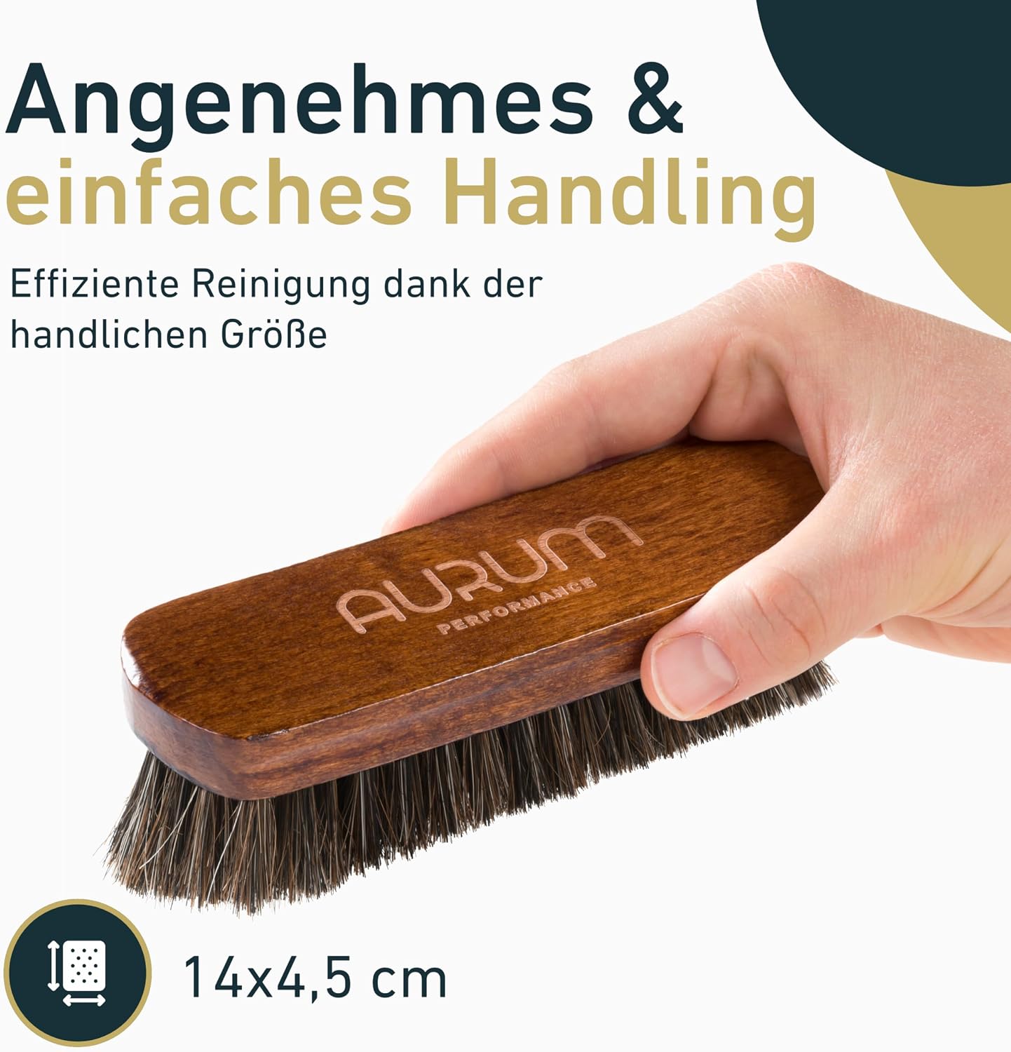 Detalle de Aurum-Performance Lederbürste für Auto & Cabrio-Verdeck – weiche Naturborsten für Glattleder, Kunstleder und mehr