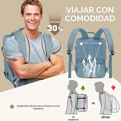 Thumbnail 2 de Xkdoai Mochila 40x30x20 para cabina: seguridad, comodidad y practicidad para viajes cortos