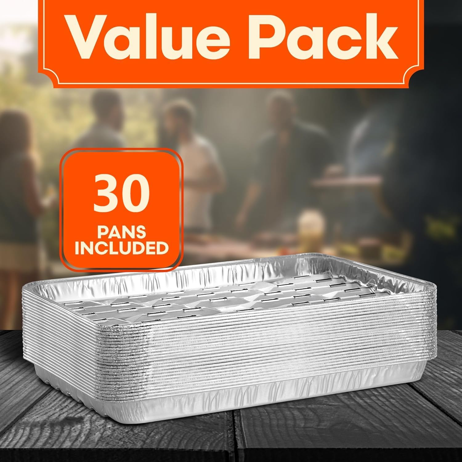 Thumbnail 4 de CHAMSUREUK 30-Pack Disposable Barbecue Trays (34 x 23 x 2.8cm) perforated aluminium foil grill containers