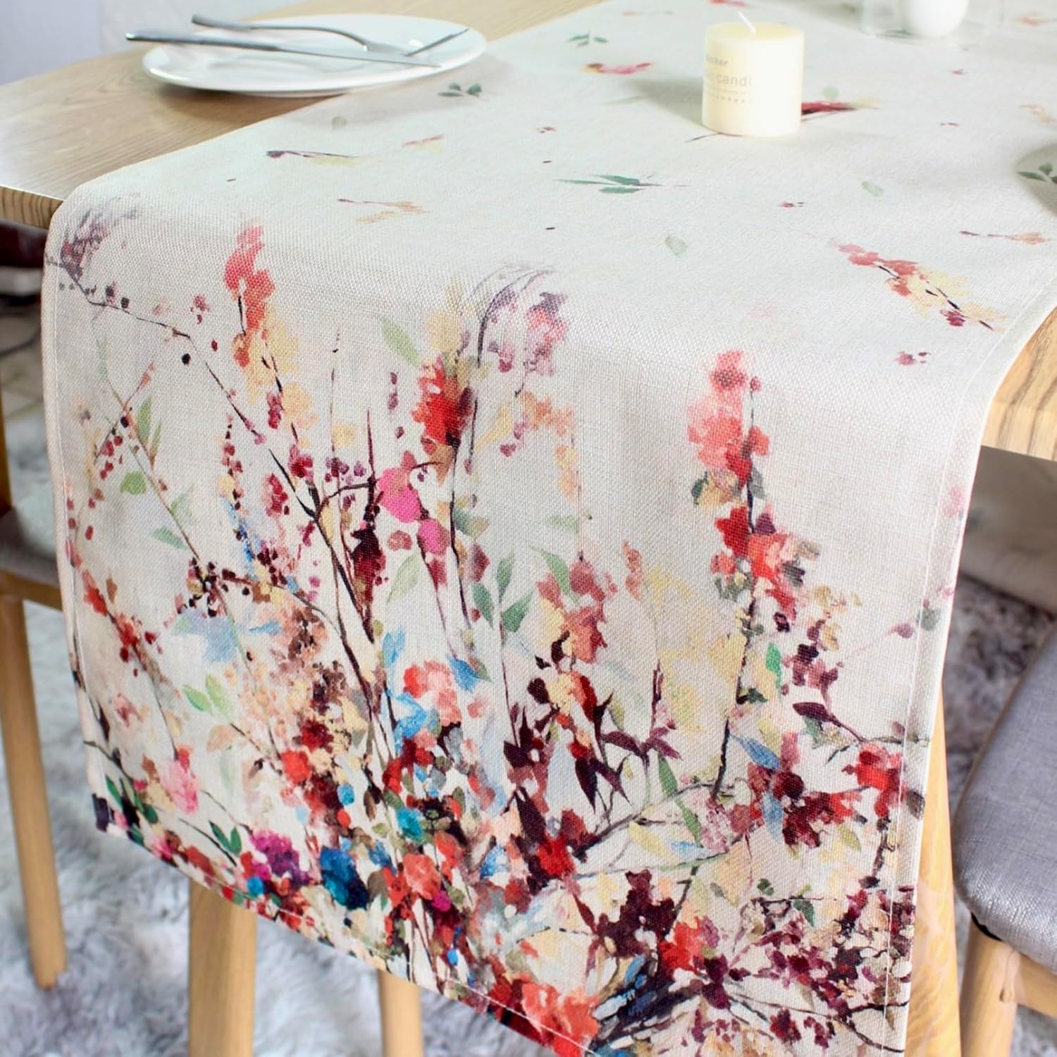 Thumbnail 1 de LOZULO Natur Blumen Tischläufer (40 x 140 cm) – moderne Frühlingsdeko, wetterfest & abwaschbar