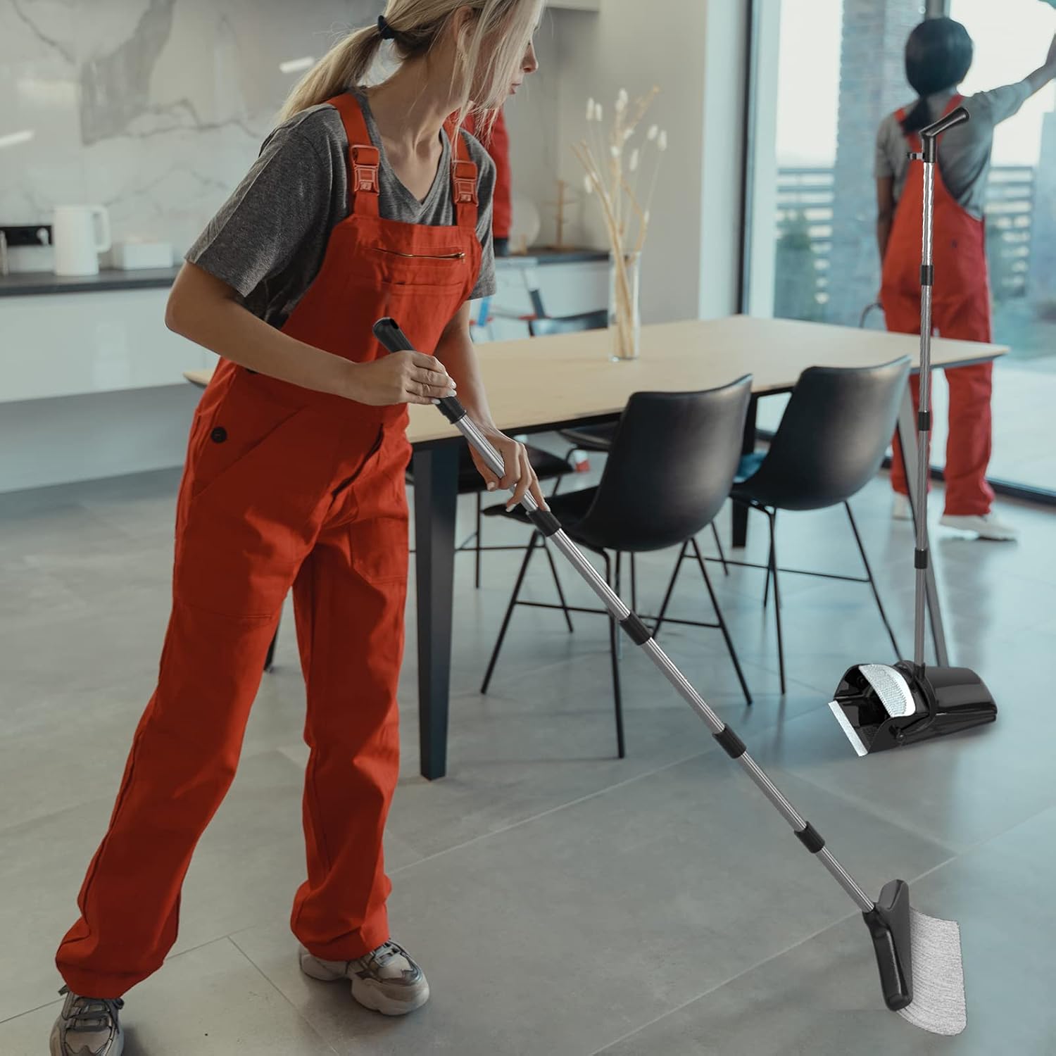 Thumbnail 6 de Broom with Dustpan Combo Set 54” Long Handle – Black & Grey