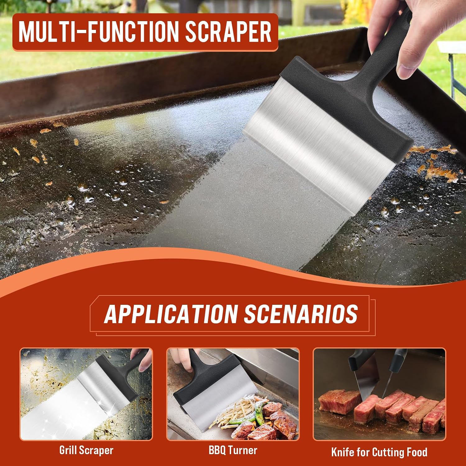 Thumbnail 1 de AWEASROY NJ-GC06 Griddle Cleaning Kit with Pumice Stone, Scraper and Brush