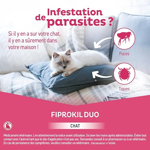Thumbnail 2 de Fiprokil Duo Chats Clément Thékan – Anti-puces et tiques, 4 pipettes