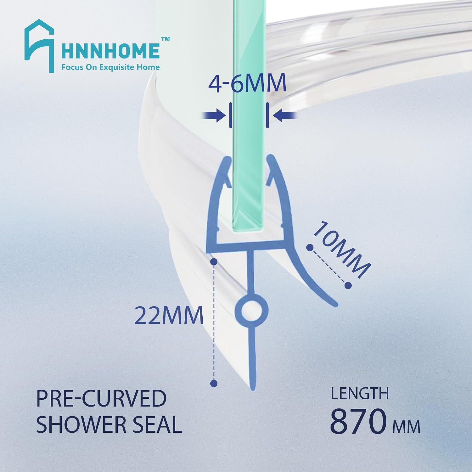 Detalle 2 de HNNHOME 870mm Pre-Curve Bath Shower Screen Seal Strip