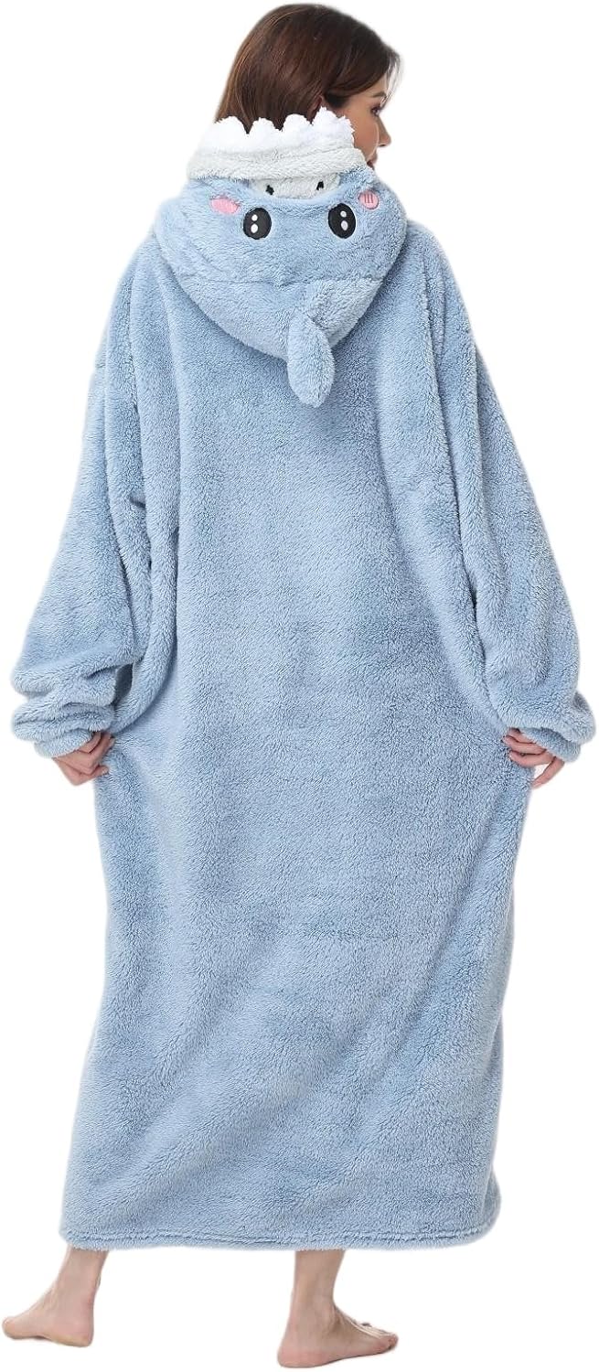 Detalle de Chuangminghangqi Kuscheldecke zum Anziehen mit Ärmeln und Kapuze – Oversized Hoodie Decke für Winter (Unisex)