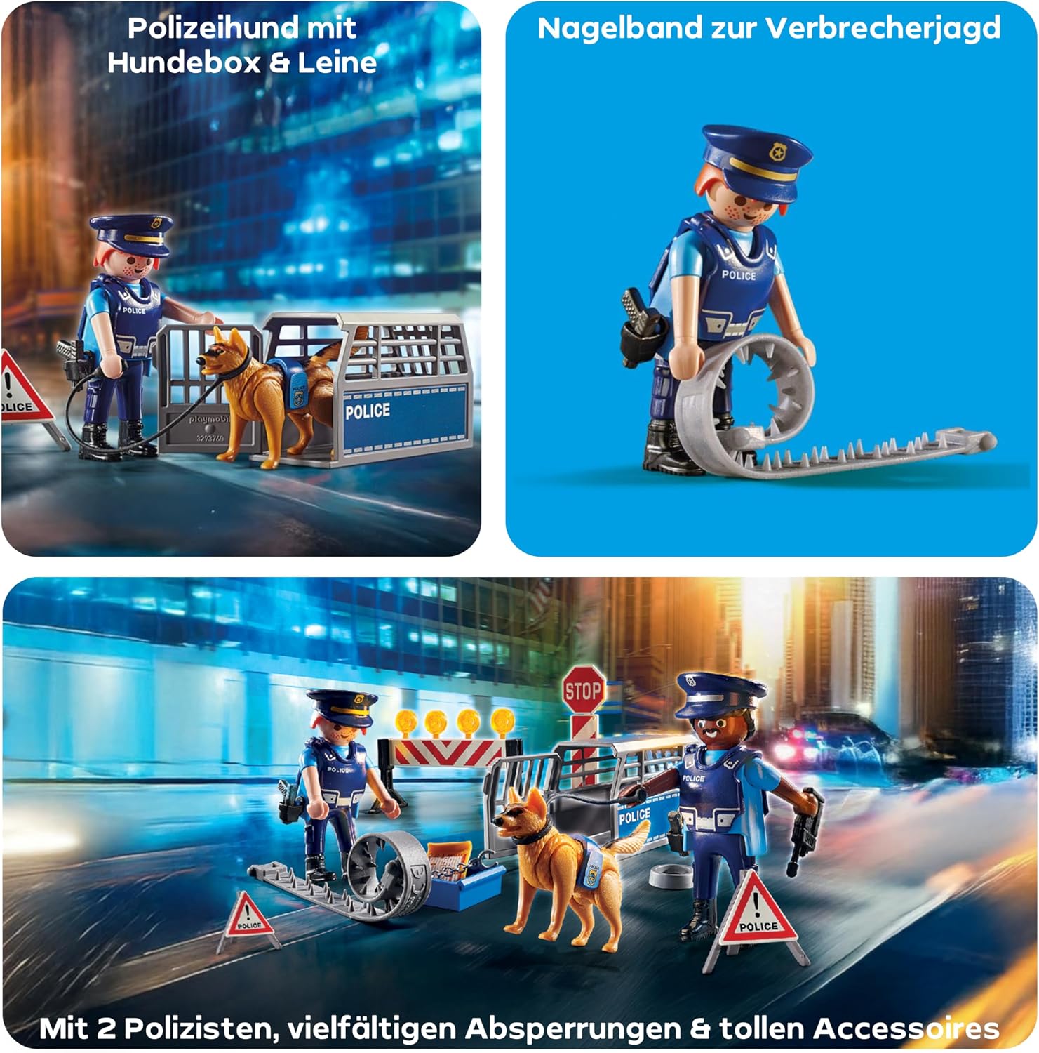 Detalle de PLAYMOBIL City Action Straßensperre mit Hund (6878) – detailreiches Polizeiszene-Set ab 5 Jahren