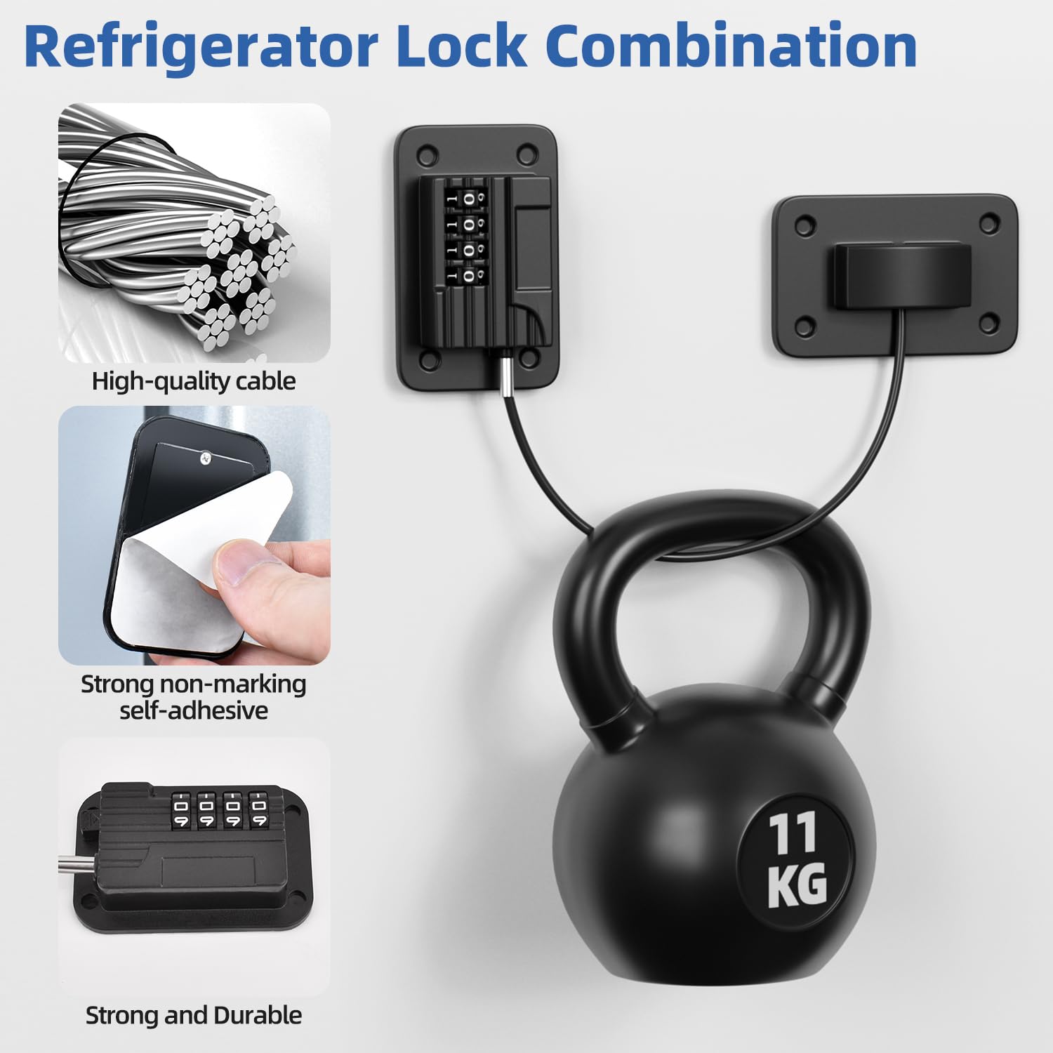 Detalle 2 de RORMGO Refrigerator Locks, 4-Digit Combination, Adhesive, 2-Pack