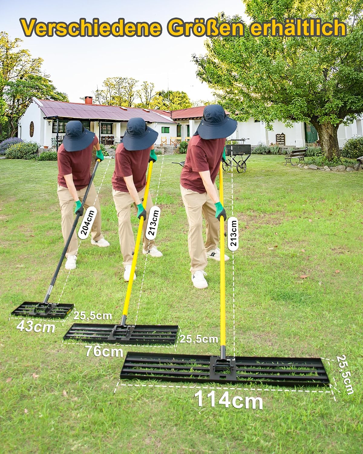 Thumbnail 2 de BlumeTrec Rasen-Nivellierungsrechen (2,13 m) – 76 x 25 cm, Stahlgriff, verstellbar für Hof, Garten & Golfplatz