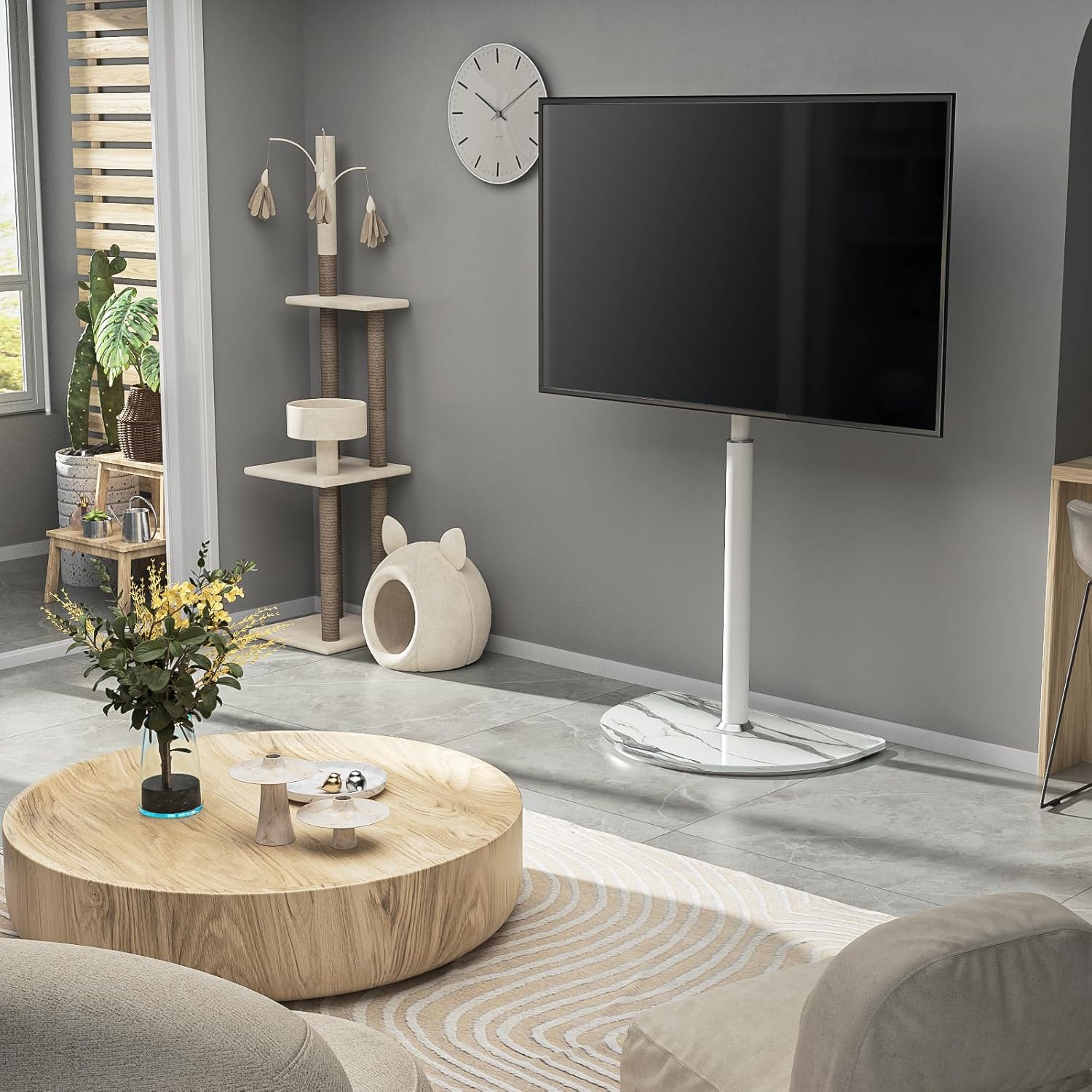 Thumbnail 2 de Rfiver RFIVER Support TV au sol pivotant pour écrans plats 32 à 65 pouces, hauteur réglable