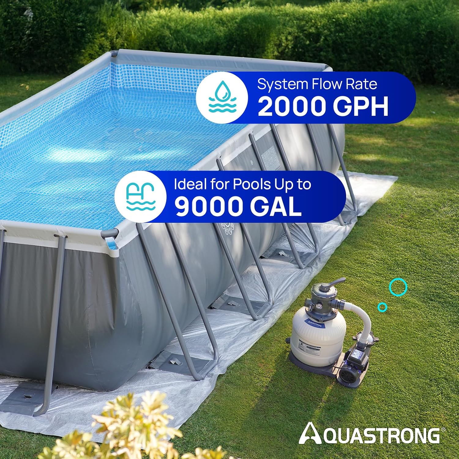 Thumbnail 2 de AQUASTRONG Sand Filter Pump for Above Ground Pool (Timer, 6-Way Valve) up to 9,000 Gallons