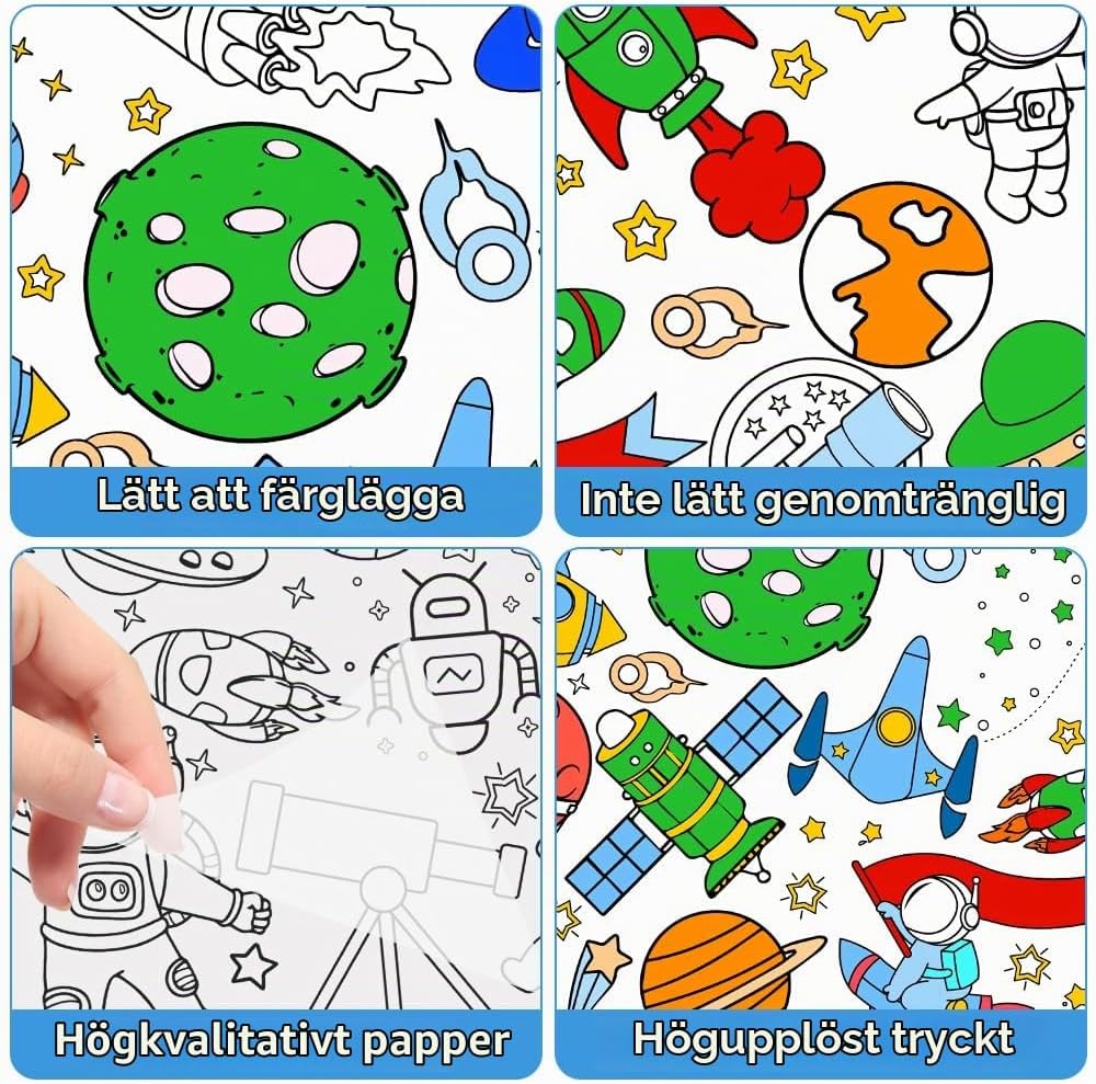 Detalle 2 de AYESY pappersduk 183 × 76 cm med rymdmönster för kreativ barnlek