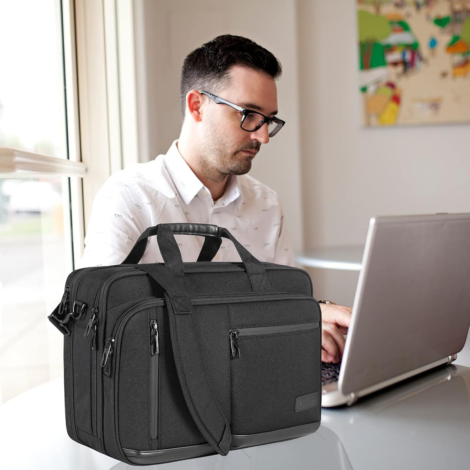 Detalle de VANKEAN expandable laptop briefcase up to 17.3-inch for work, travel and school