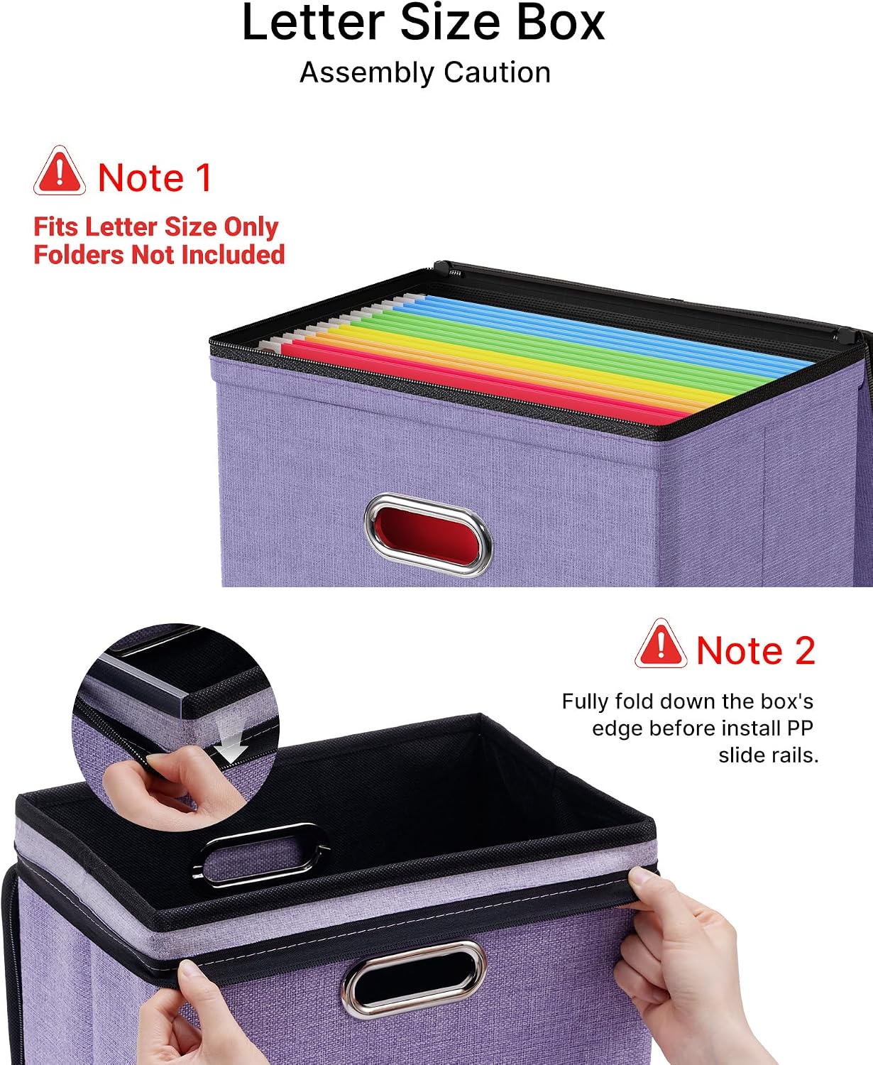 Detalle de Oterri File Organizer Boxes with Lids Hanging File Box, 3 Mesh Pockets