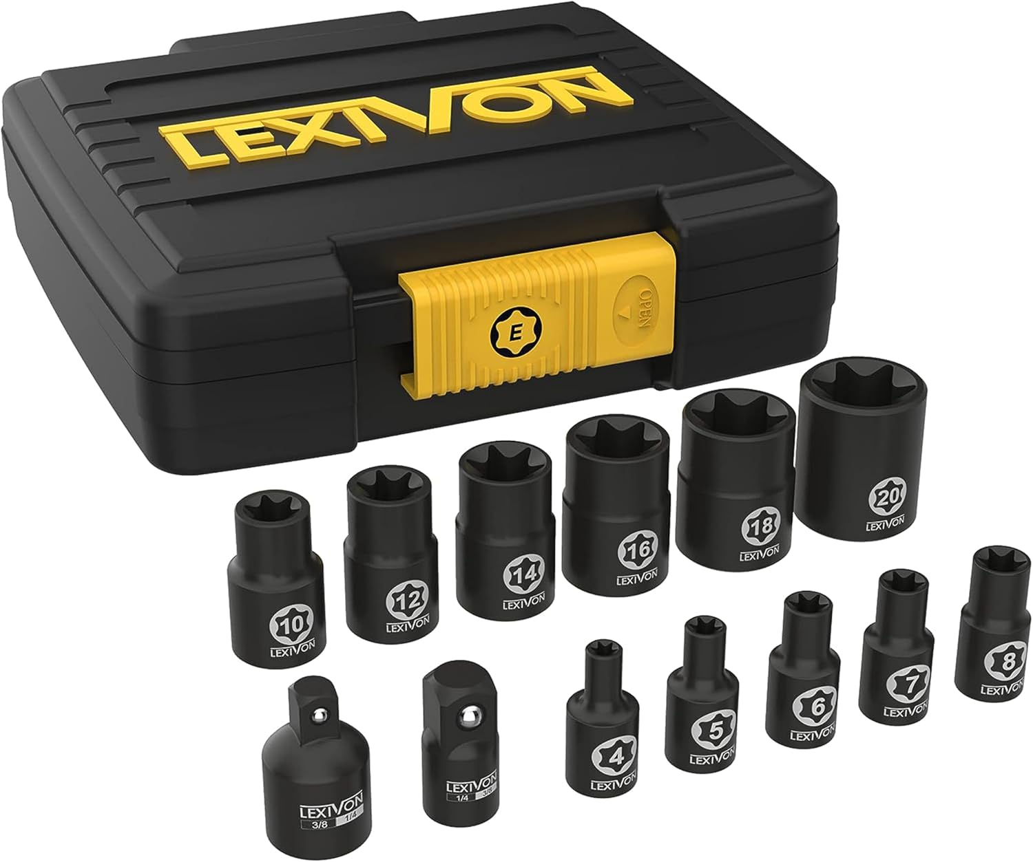 Detalle de Set di chiavi E-Torx femmina LEXIVON LX-147 (13 pezzi) 1/4 e 3/8 con adattatori