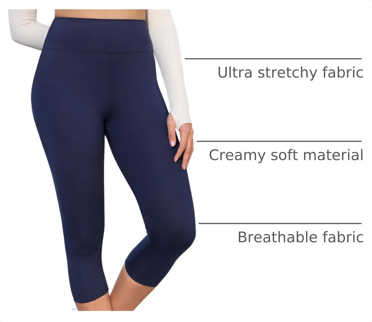Thumbnail 3 de VALANDY Creamlush 4-Pack Capri Leggings for Women (High-Waisted Stretch Yoga & Lounge Pants)