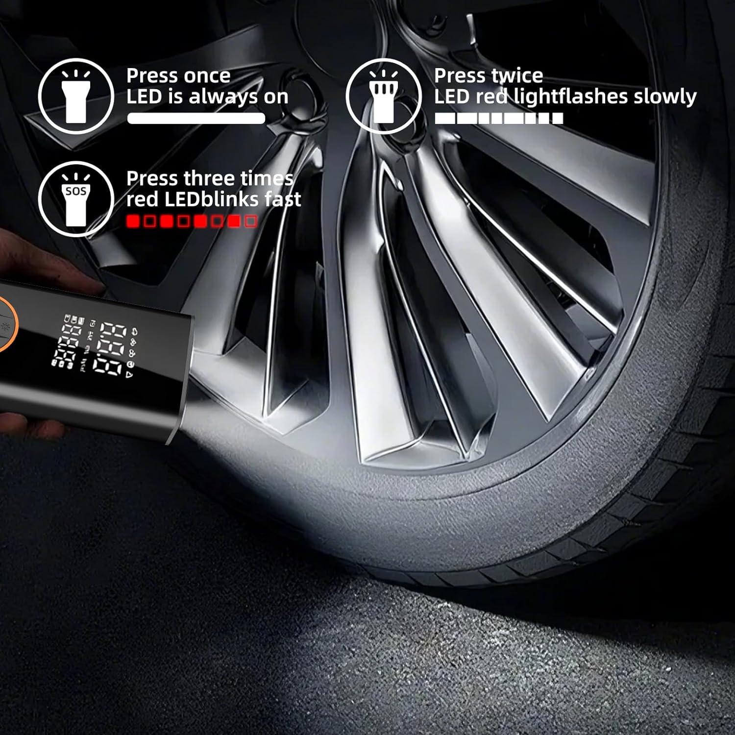 Thumbnail 3 de Portable Tyre Pump for Car with Digital Pressure Gauge and 150PSI