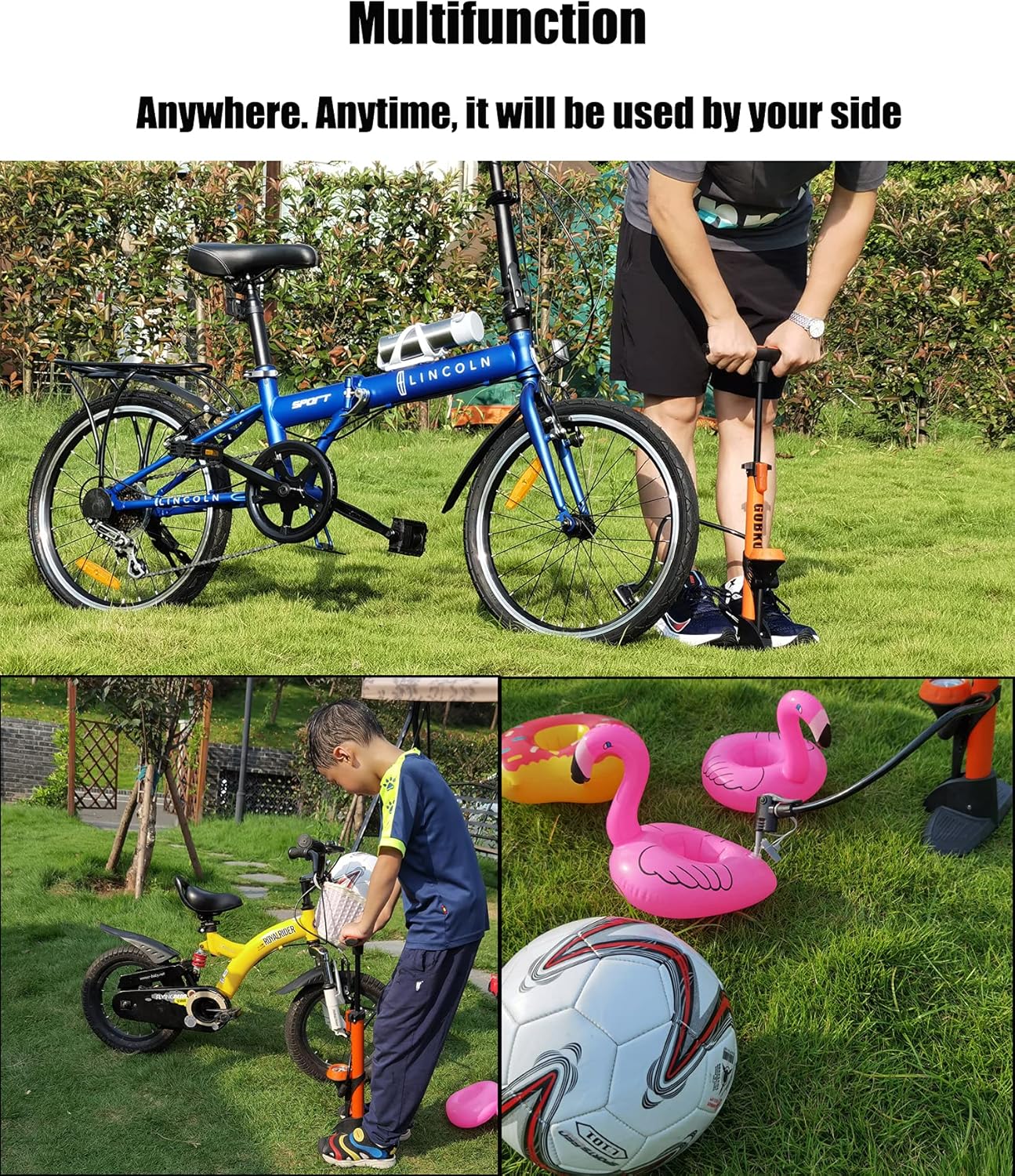 Thumbnail 4 de GOBKO Bike Pump with Gauge: Dual-Head Floor Pump for Presta & Schrader with High Pressure