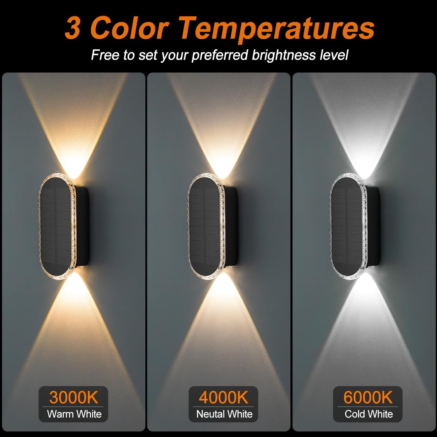 Detalle 2 de ELLASAY Solar Fence Lights 8PK 3000K–6000K