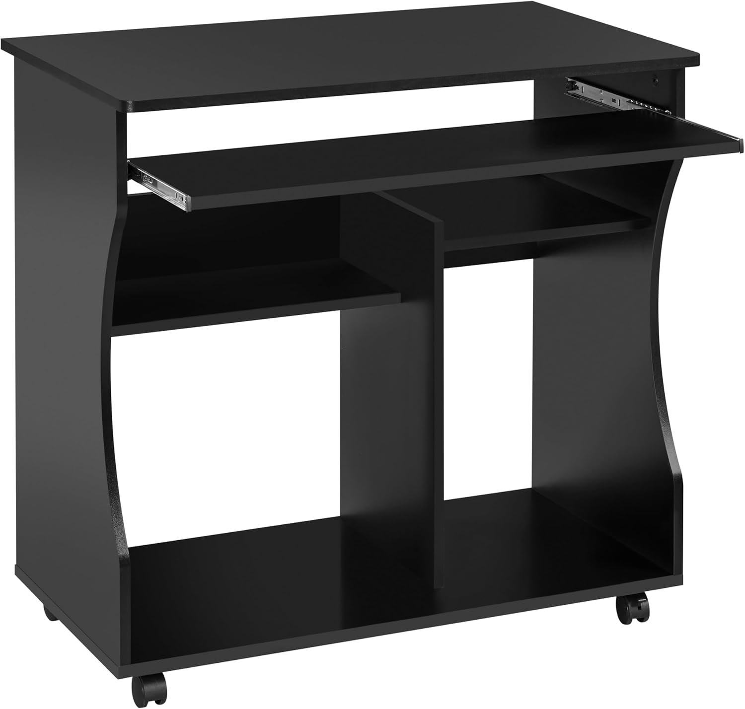 Yaheetech Scrivania per Computer con tastiera estraibile e 4 ruote (80 x 48 x 76 cm) nera