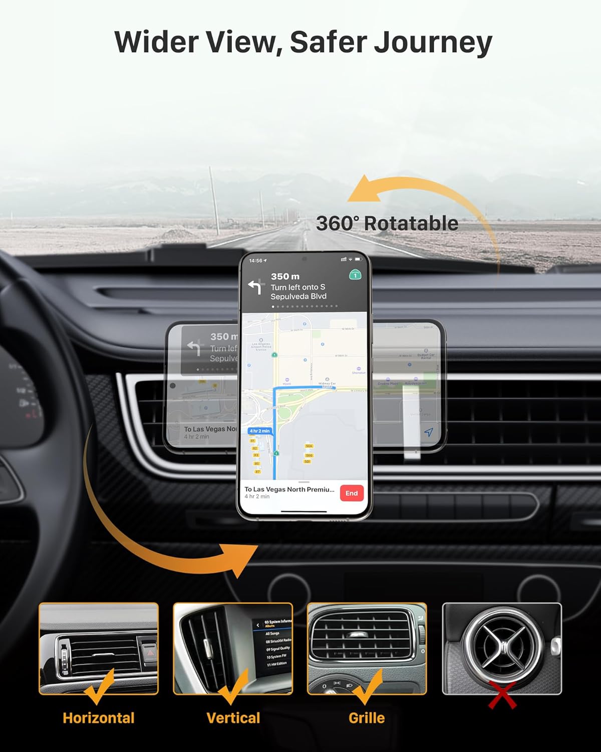 Detalle 2 de YOSH Magnetic Phone Holder for Car Air Vent (Double Metal Hook, for phones up to 7.0")