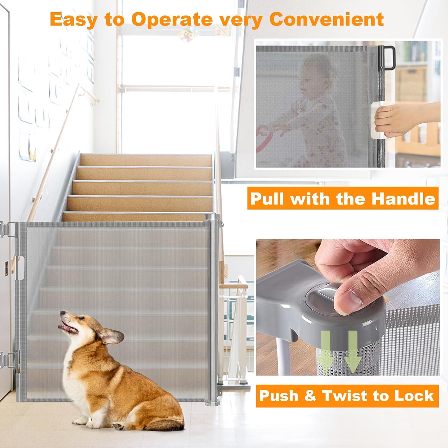 Thumbnail 5 de Wodondog Retractable Stair Gate 150 cm 🚪