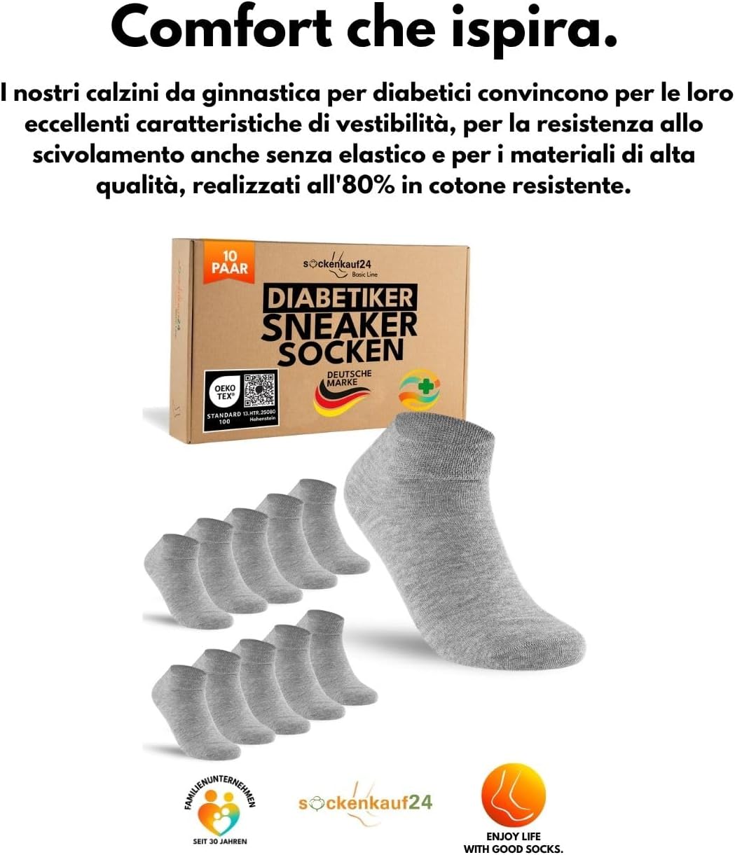 Thumbnail 5 de Sockenkauf24: 10 paia di calzini da ginnastica per diabetici, senza elastico e cuciture