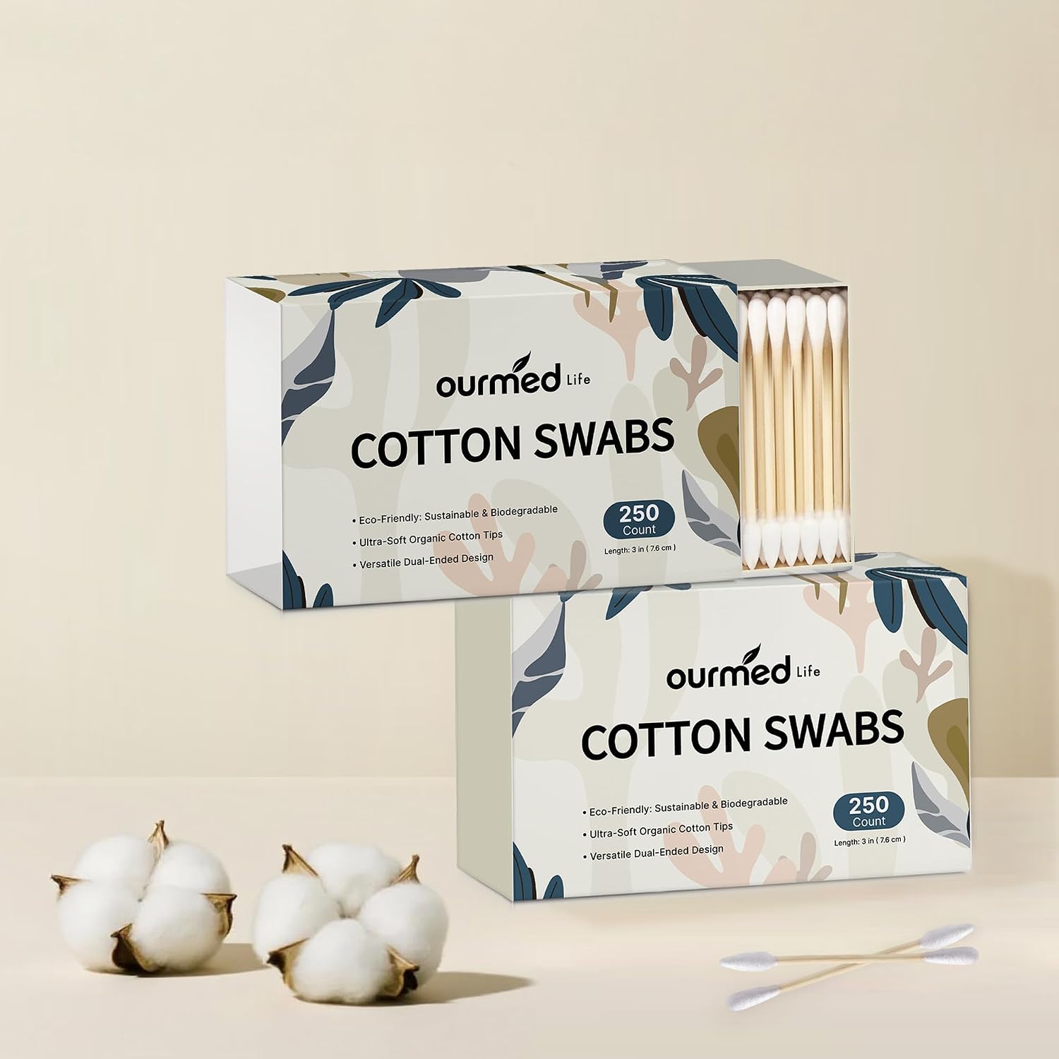 Thumbnail 6 de Ourmed Life Tamponi di cotone biodegradabili in bambù e cotone – 500 pezzi, doppia punta