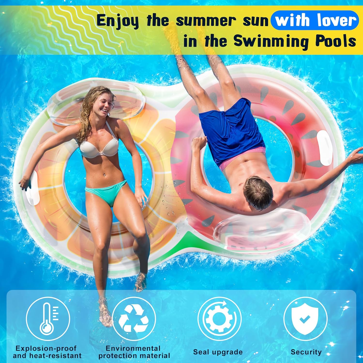 Detalle de Gontence Bouee Piscine Adulte - 2 Personnes / Matelas Gonflable 178x110 cm