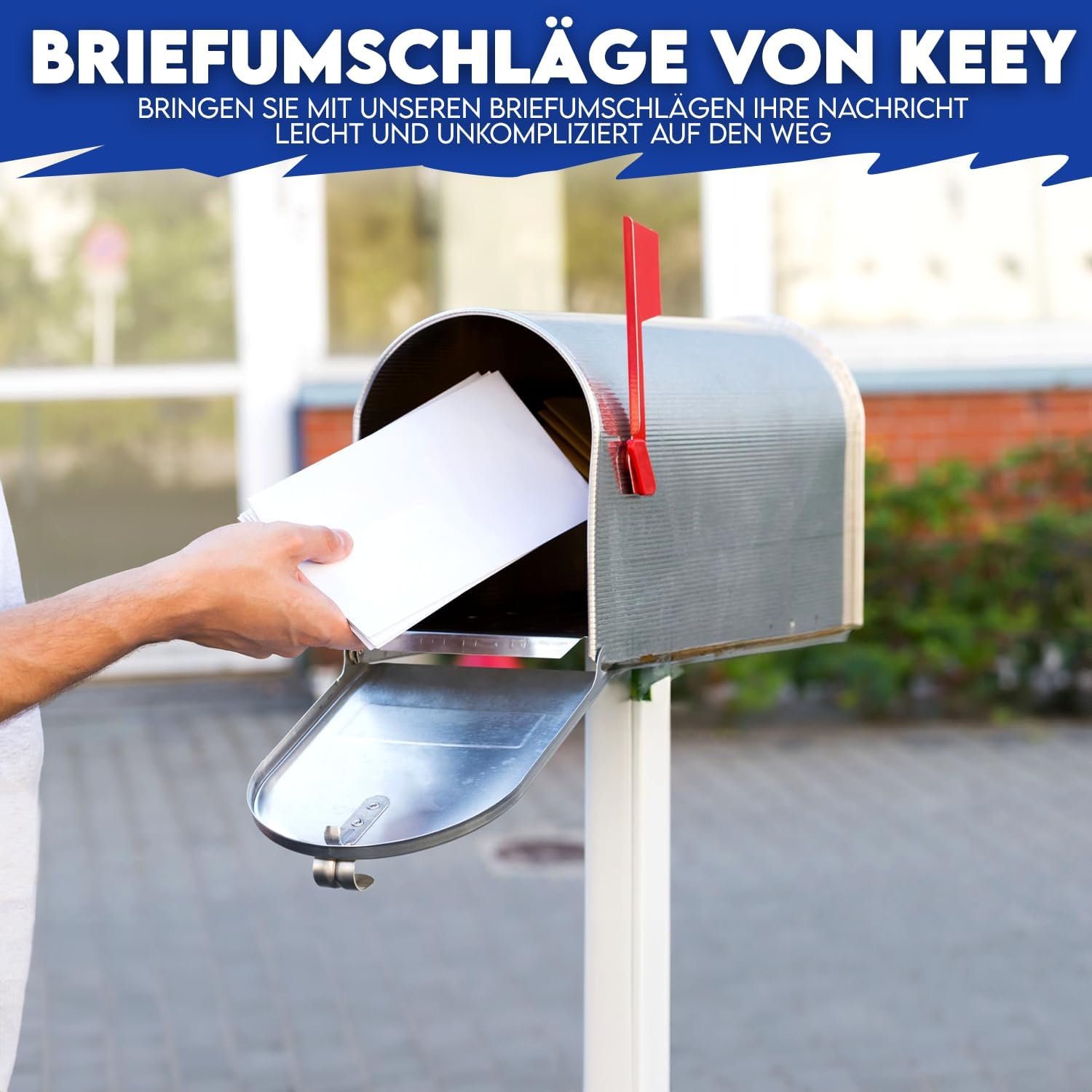 Thumbnail 3 de 1000 Briefumschläge ohne Fenster DIN Lang 110 x 220 mm, 80 g/m² – weiße Kuverts mit grauem Innendruck & Selbstklebestreifen