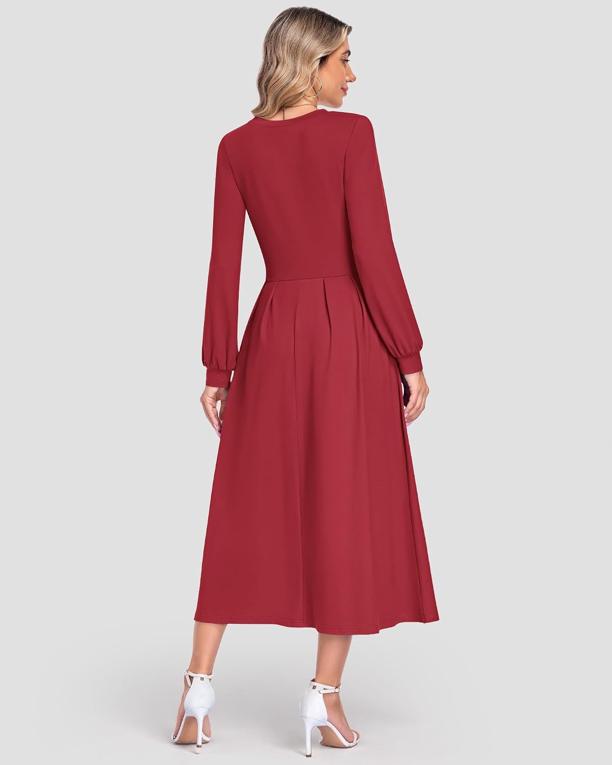 Detalle 2 de MOLERANI Women's Long Sleeve Maxi Dress, High-Waist A-Line with Pockets