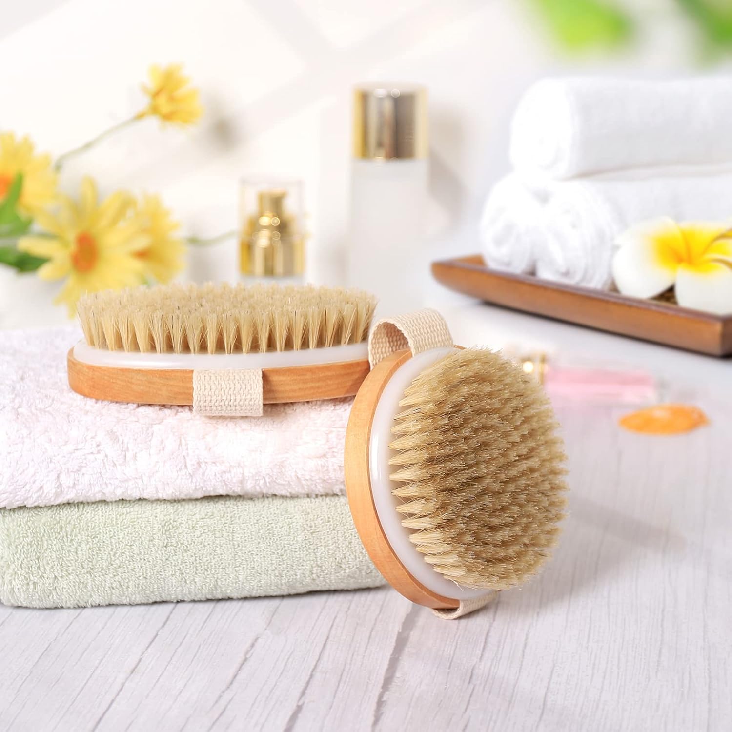 Thumbnail 5 de 2pcs Body Brush set for dry brushing, 10.5cm & 13x6.5cm