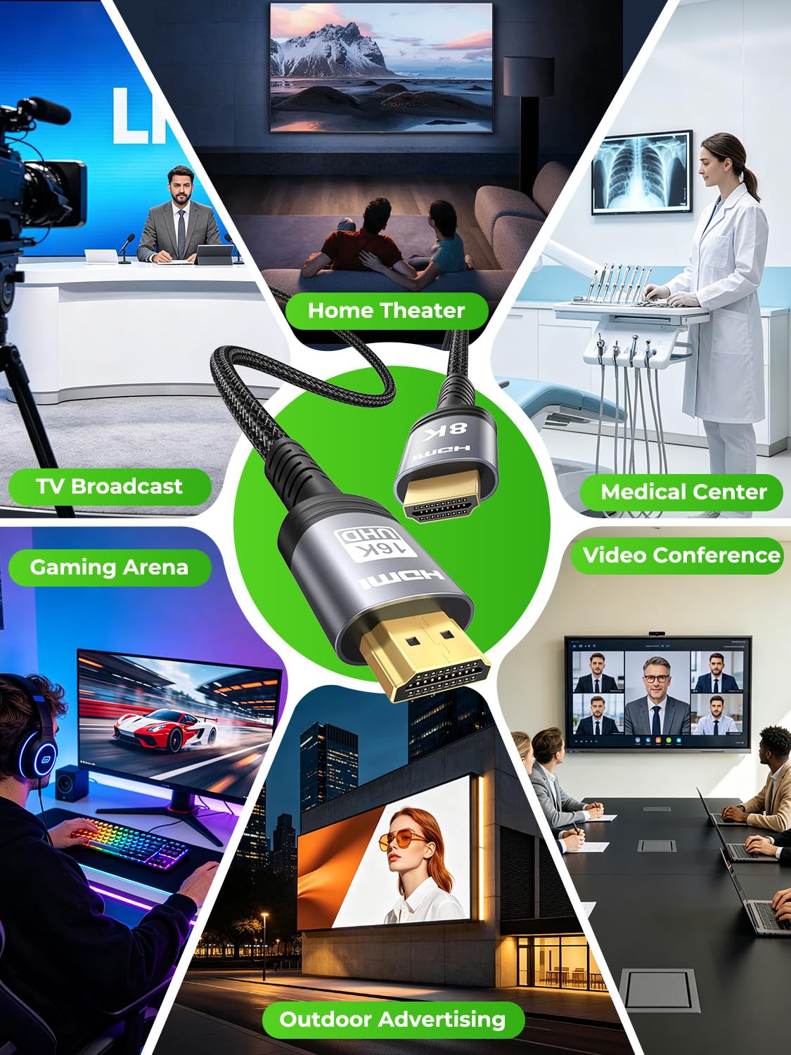 Detalle 2 de Sniokco SN-16KHD-1.5M HDMI 2.2 Cable, 1.5 m, 96Gbps, Braided