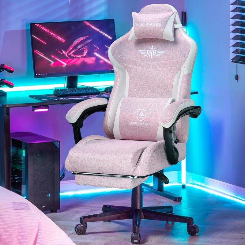Detalle de GTPLAYER Silla gaming ergonómica con soporte lumbar y respaldo reclinable