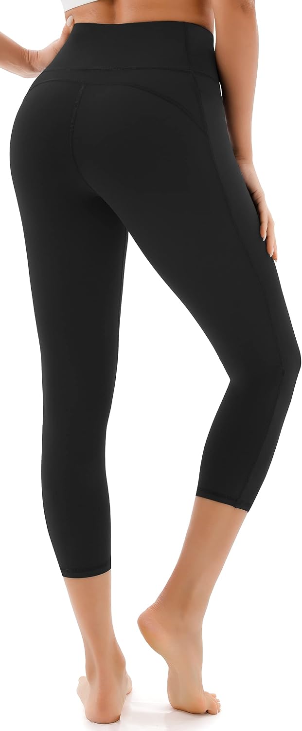 Detalle de JOYSPELS Women's Gym Leggings with Pockets – High Waisted, Tummy Control (Full Length & Capri)
