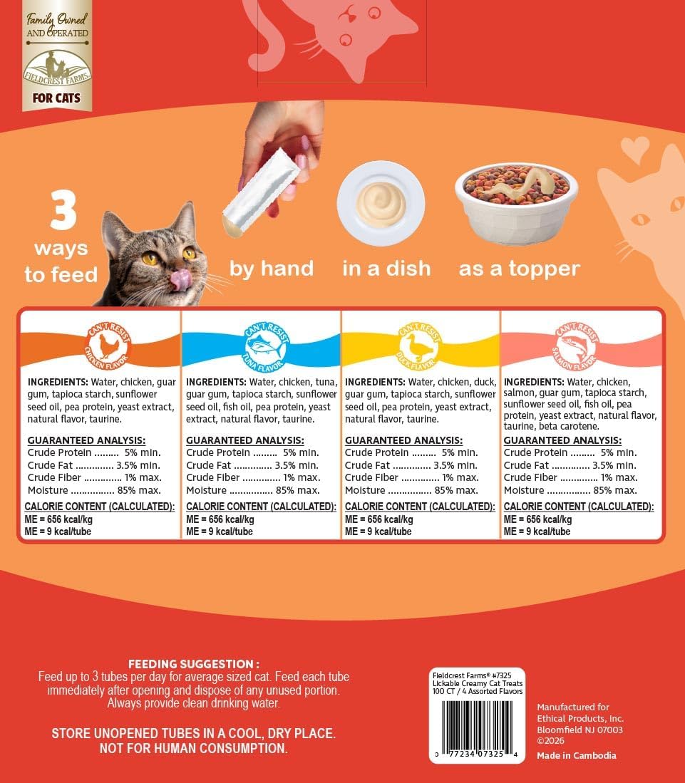 Thumbnail 3 de Fieldcrest Farms 7325 Lickable Cat Treats, 100-Count Variety Pack with Taurine