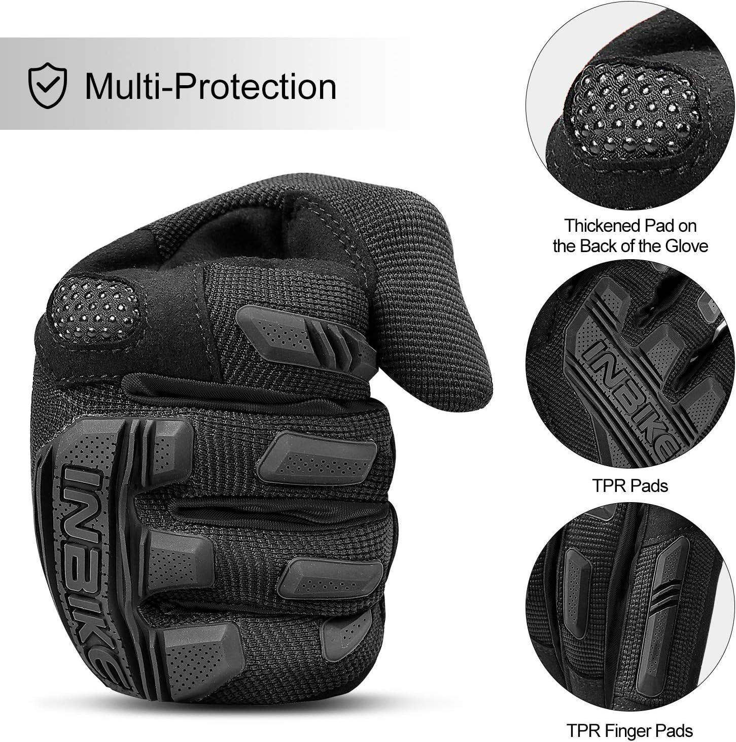 Detalle 2 de INBIKE MTB Gloves, Large Cycling Gloves with EVA Padding and TPR Guards