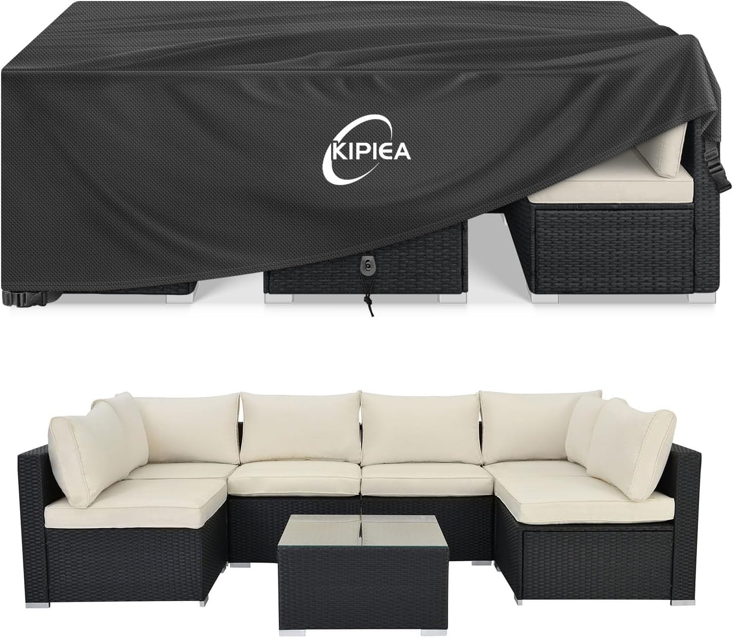 Detalle de Kipiea 259 x 188 x 71cm Patio Furniture Cover, 420D Oxford Fabric