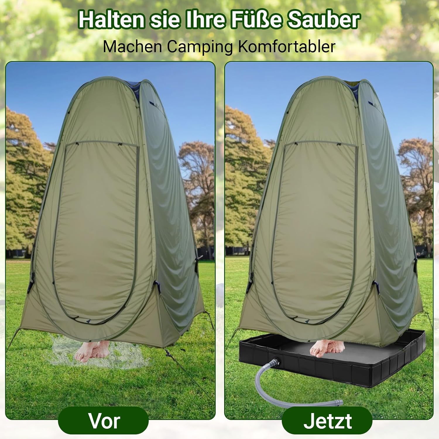 Detalle 2 de GOZYLA faltbare Duschbasis für Camping & Outdoor – tragbare Duschwanne mit Ablaufschlauch