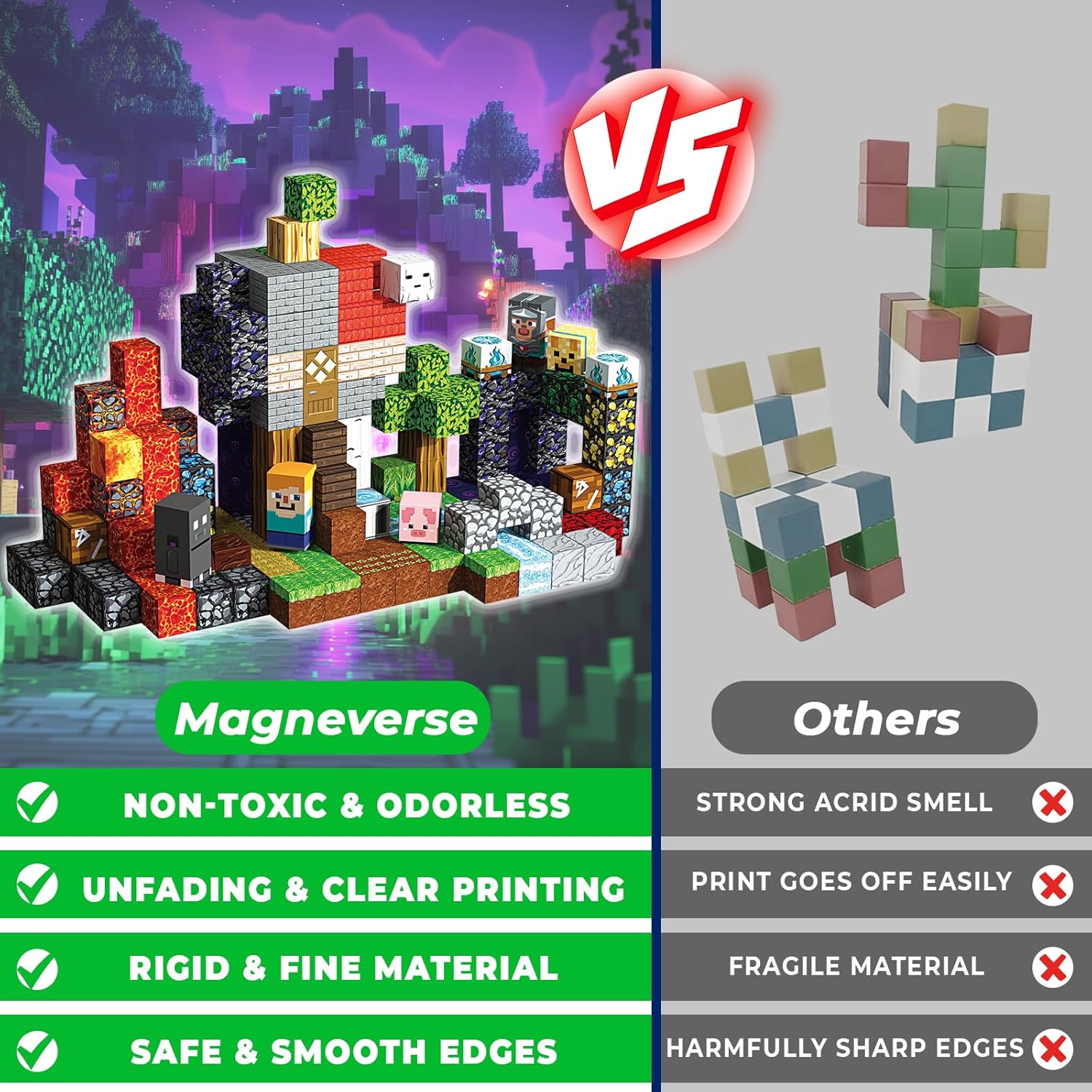 Thumbnail 3 de Magneverse 200 Magnetic Blocks 0.8" STEM Toy 🧩