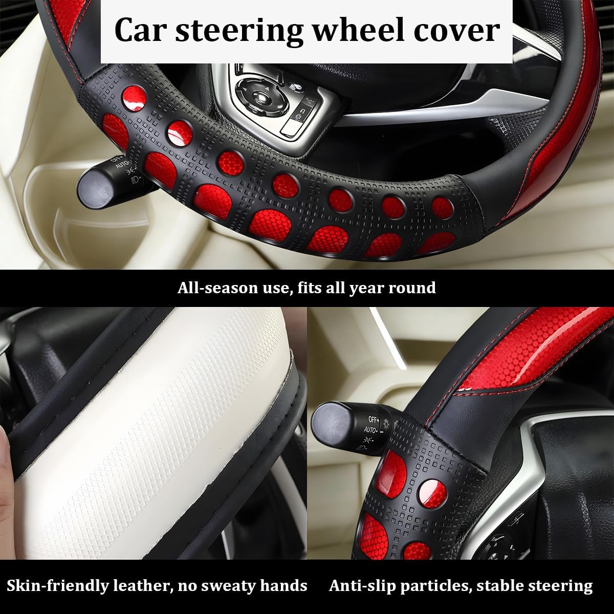 Detalle de ANFTDCO Steering Wheel Cover, 15-Inch