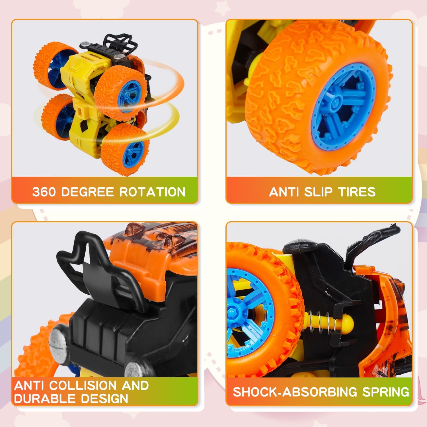 Thumbnail 2 de LEFEI Monster Truck Set for Boys Ages 3–7: 4-Pack Push & Go Stunt Cars