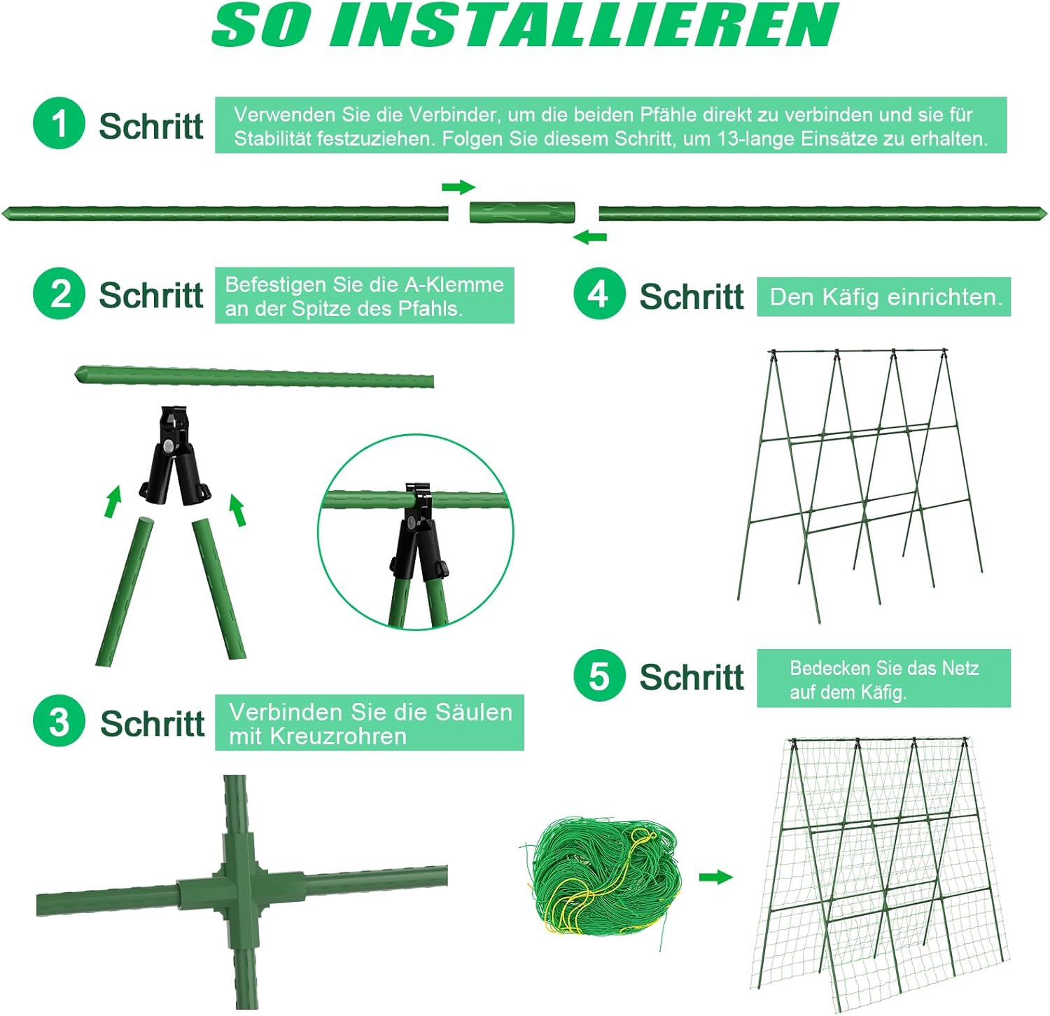 Thumbnail 2 de SUNYRISY Gurke Rankhilfe & Rankgitter in A-Form, 150 cm – grün