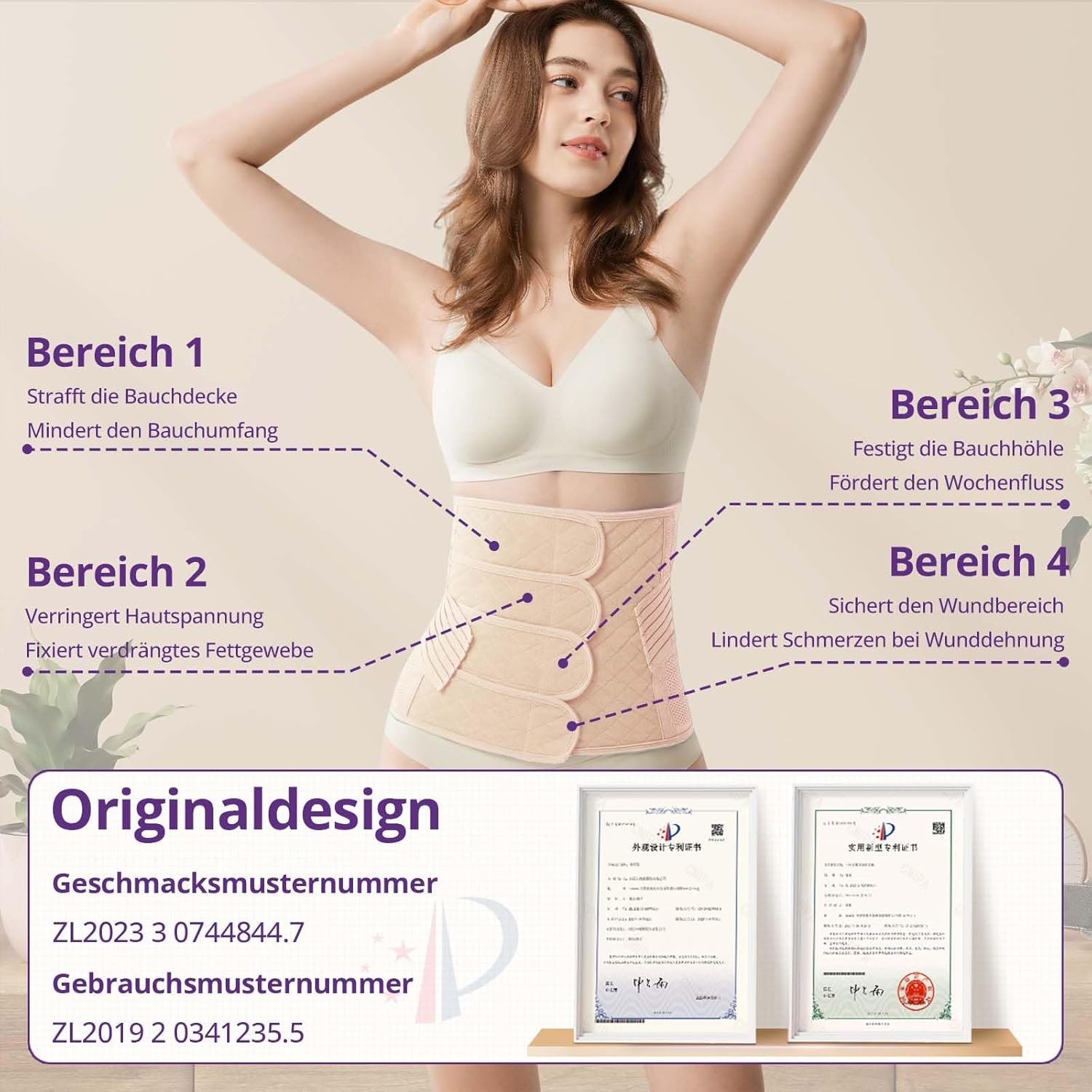 Detalle 2 de JOYNCLEON Fascia Post Partum con Cintura Pelvica – Supporto modellante, regolabile, per parto naturale e Cesareo (Beige, XXL)