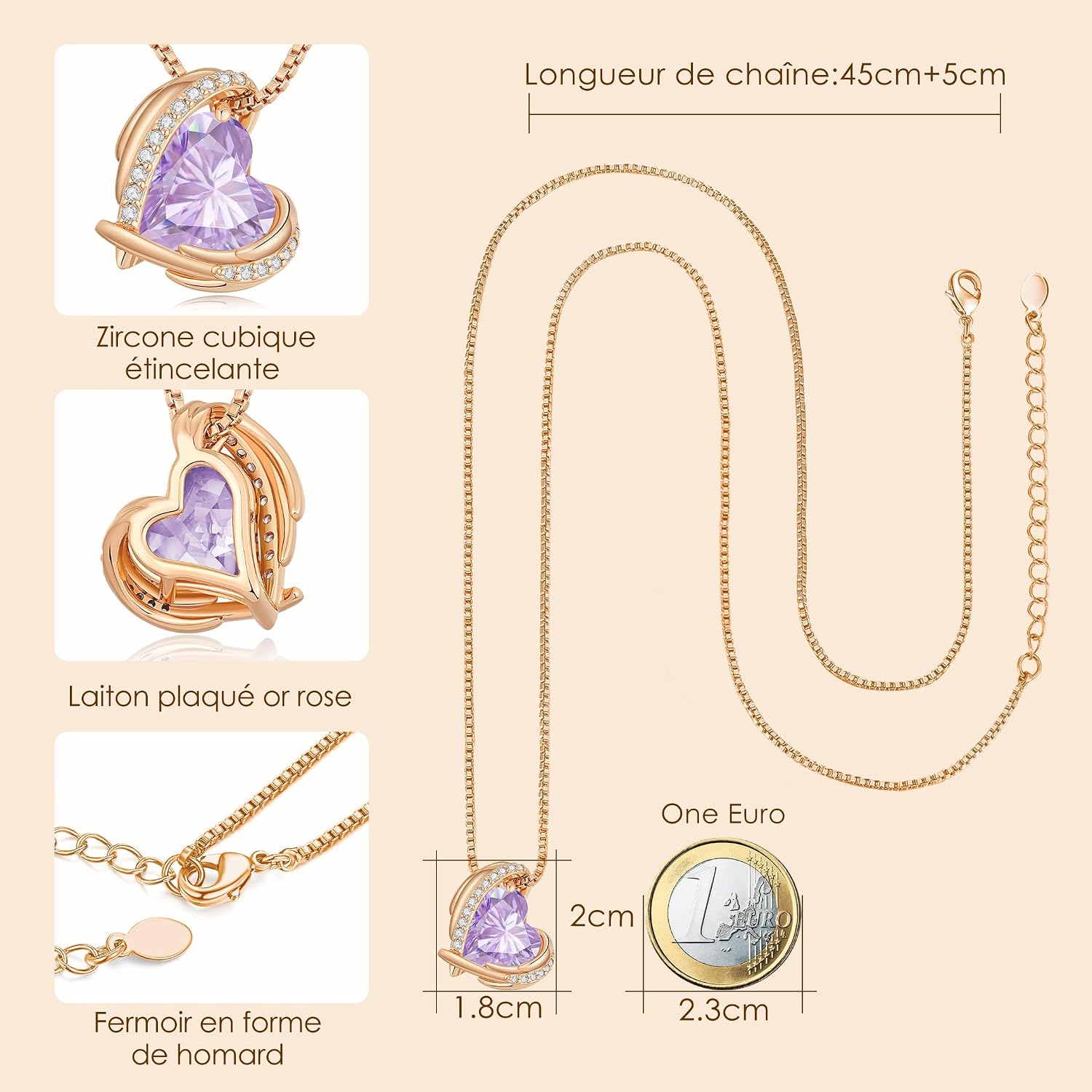 Thumbnail 2 de CDE Collier Coeur pour Femme Cristaux
