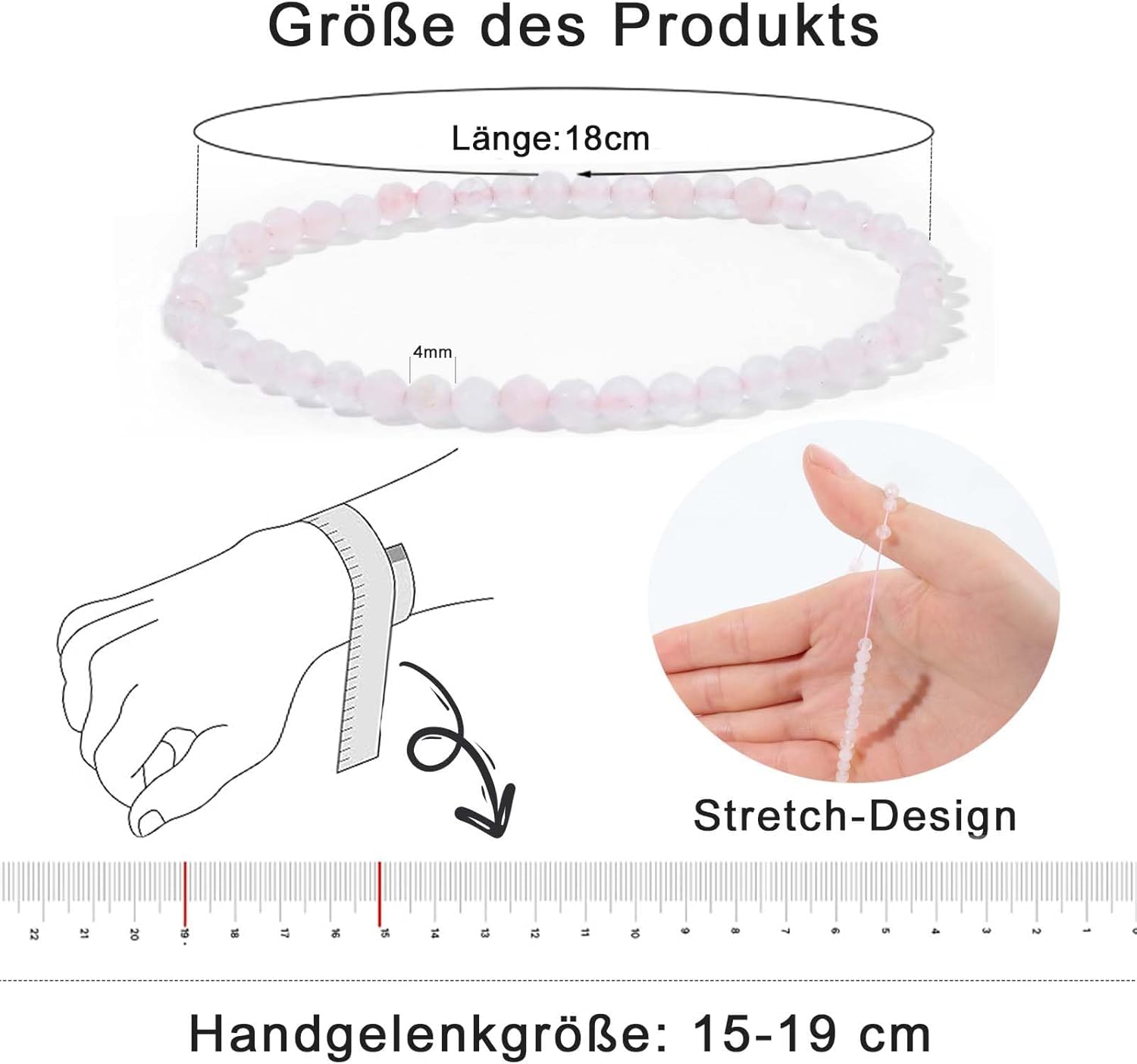 Thumbnail 1 de RUBY Perlenarmband Damen 4 mm 💎